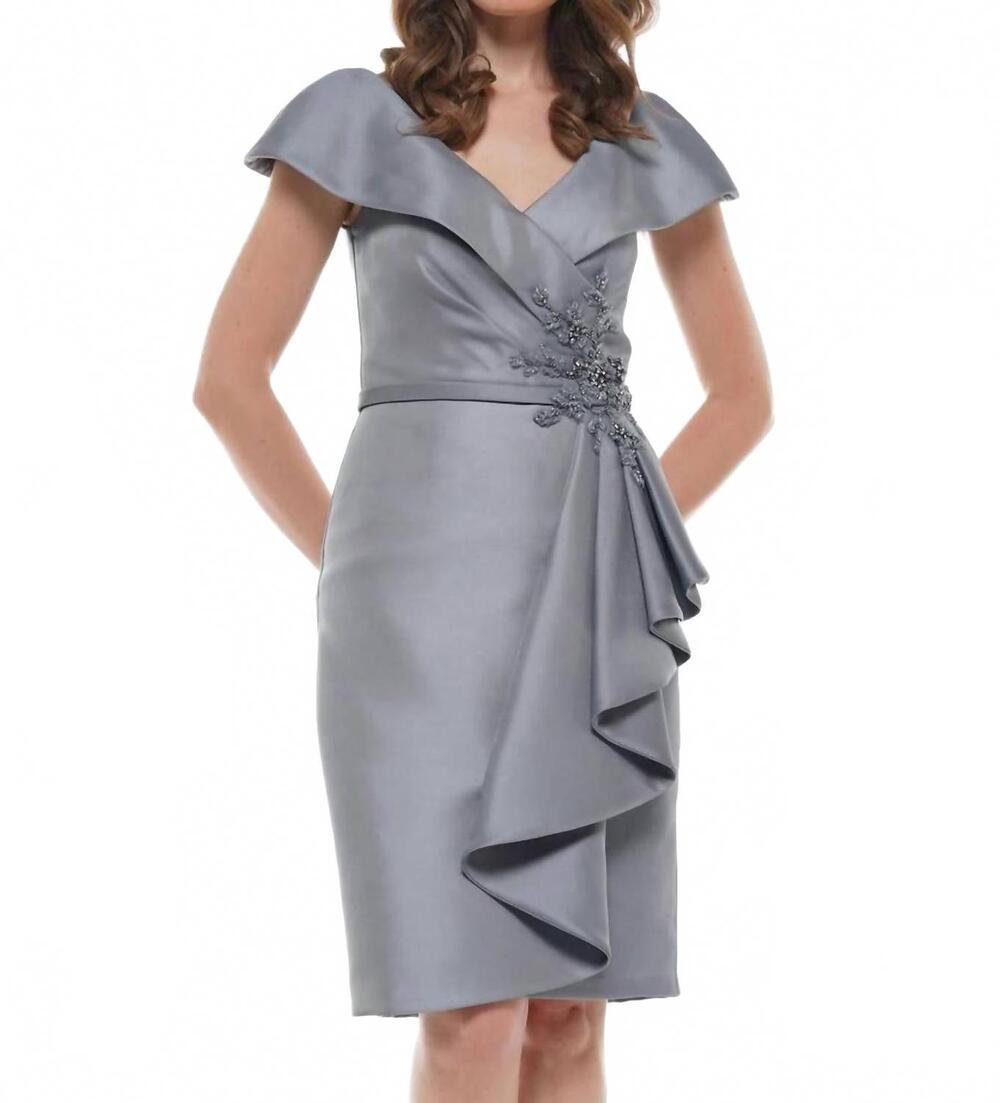 NEW MARSONI BY COLORS double faced satin formal dress in wedgewood